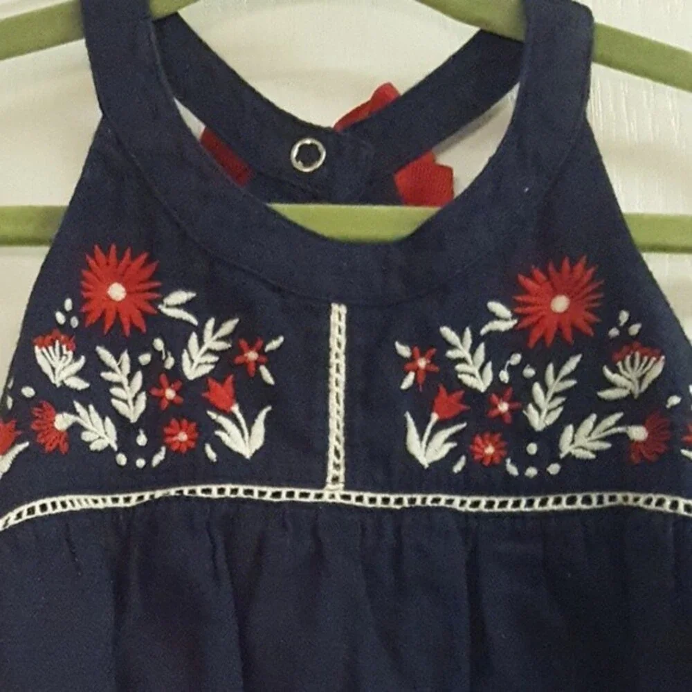 Tommy Bahama Navy Embroidered Boho Romper